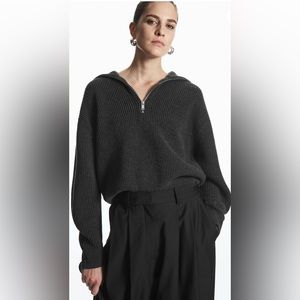 Wool and cotton half-zip jumper